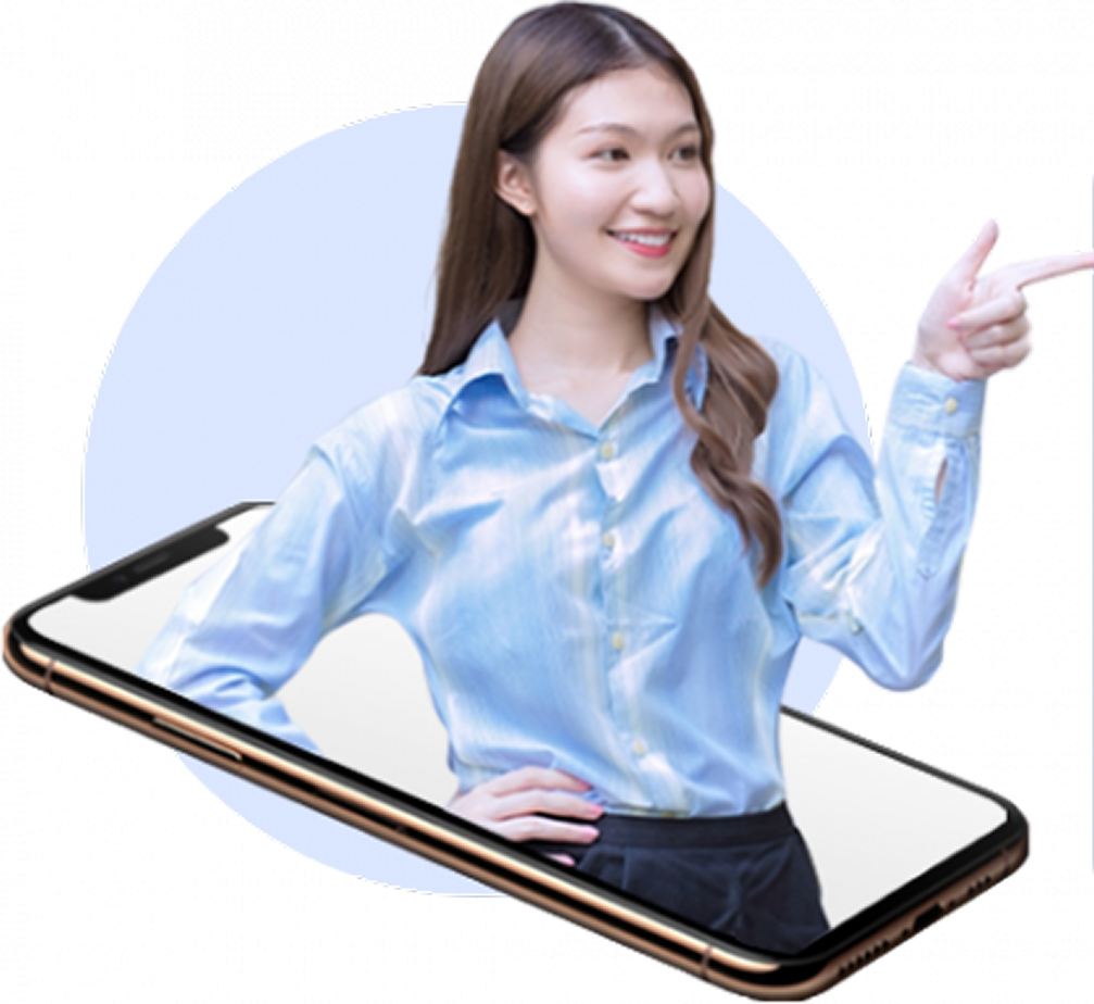 Cô gái bước ra từ điện thoại